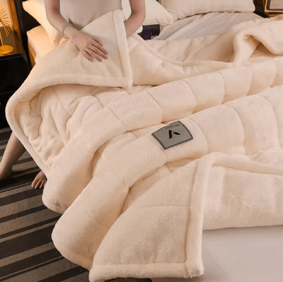 Inspire Curations Three Layer Thickened Milk Velvet Winter Blanket white 180x200cm