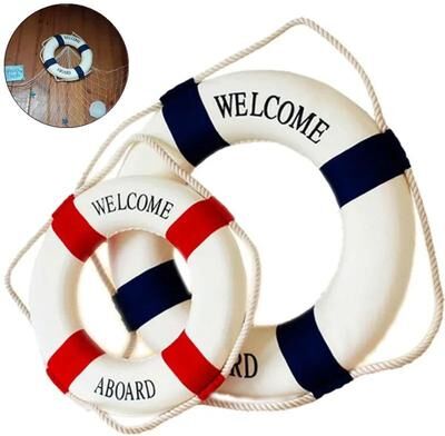 Uplift Treasures Nautical Life Buoy Wall Decor red 7.87 In