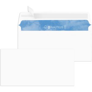 Mailmedia Briefumschläge Nautilus, weiß, DIN lang, ohne Fenster, haftklebend, 80g/m², 500 Stück