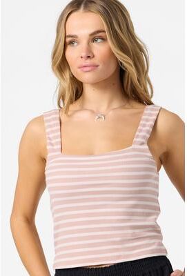 O'Neill s Vanessa Mini Stripe Tank Top in Misty Rose, Size XL, Elastane/Polyester/Viscose