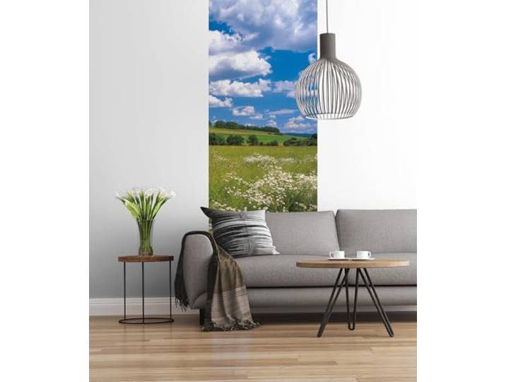 Komar Vlies Fototapete MEADOW 100 x 280 cm Tapete, Wand Dekoration, Blumenwiese, Wiese, Landschaft, Margeriten 254-DV1