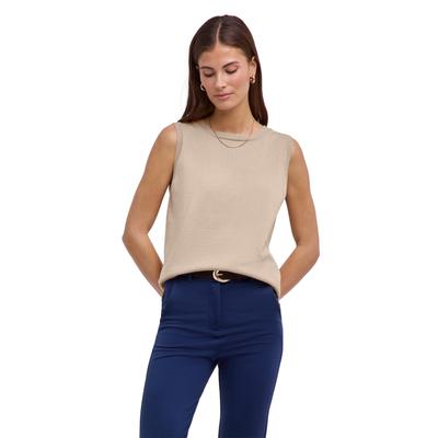 Strickweste FALKE "Cotton Knit", Damen, Gr. XL, beige (zement (4077)), Westen Strickweste