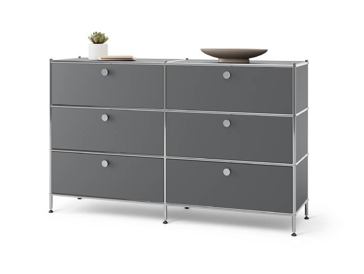 Tchibo - Kommode Metall »Cn3« mit 6 Schubladen - 152x40x73,5cm - chrom -