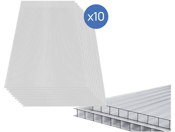 Lot de 10 panneaux en polycarbonate 4 mm Michigan 7,9 m2
