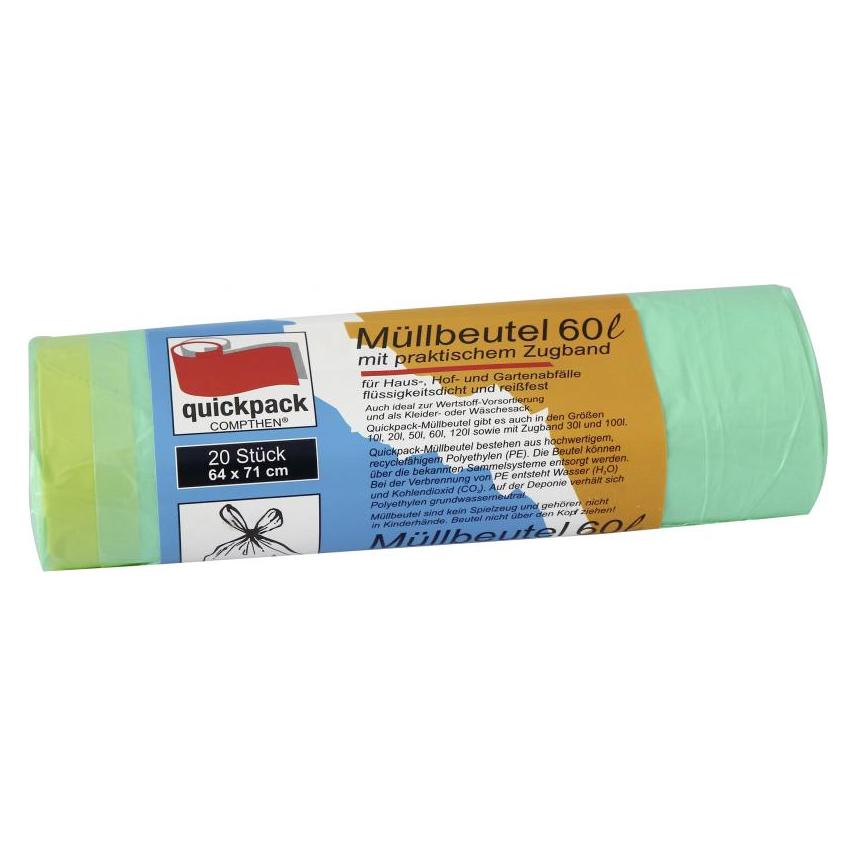 Quickpack Müllbeutel 60,0 l grün, 20 St. (20x, 60 l) (42224)