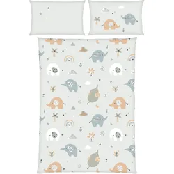 Baby Best Flanell Wende-Bettwäsche Elephants  40x60 / 100x135 cm, grau