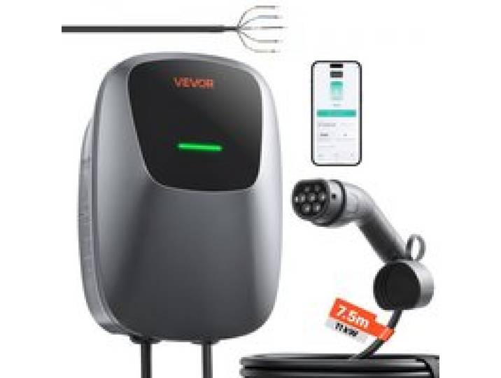 VEVOR Wallbox E-Auto-Ladestation 11 kW Dreiphasig 400 V Typ 2 7,5 m IP65, Ladegerät für Alle Elektrofahrzeuge und Plug-in-Hybride, Intelligentes Autoladegerät mit App-Steuerung und Digitalanzeige