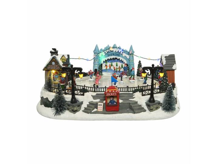 Village de Noël avec musique, lumières et mouvement en polyrésine