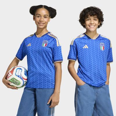 Fußballtrikot ADIDAS PERFORMANCE "ITALIEN 26 KIDS HEIMTRIKOT", Jungen, Gr. 128, blau (bold blau), Obermaterial: 100% Polyester, Trikots Fußballtrikot, mit Climacool-Material, schmal geschnitten