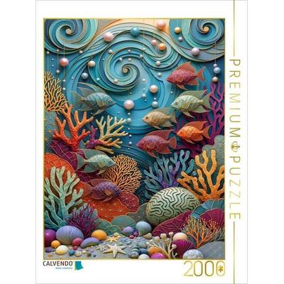 CALVENDO Puzzle Fische und Korallen - farbenfrohe Collage | 2000 Teile Lege-Größe 90x67cm Foto-Puzzle für glückliche Stunden