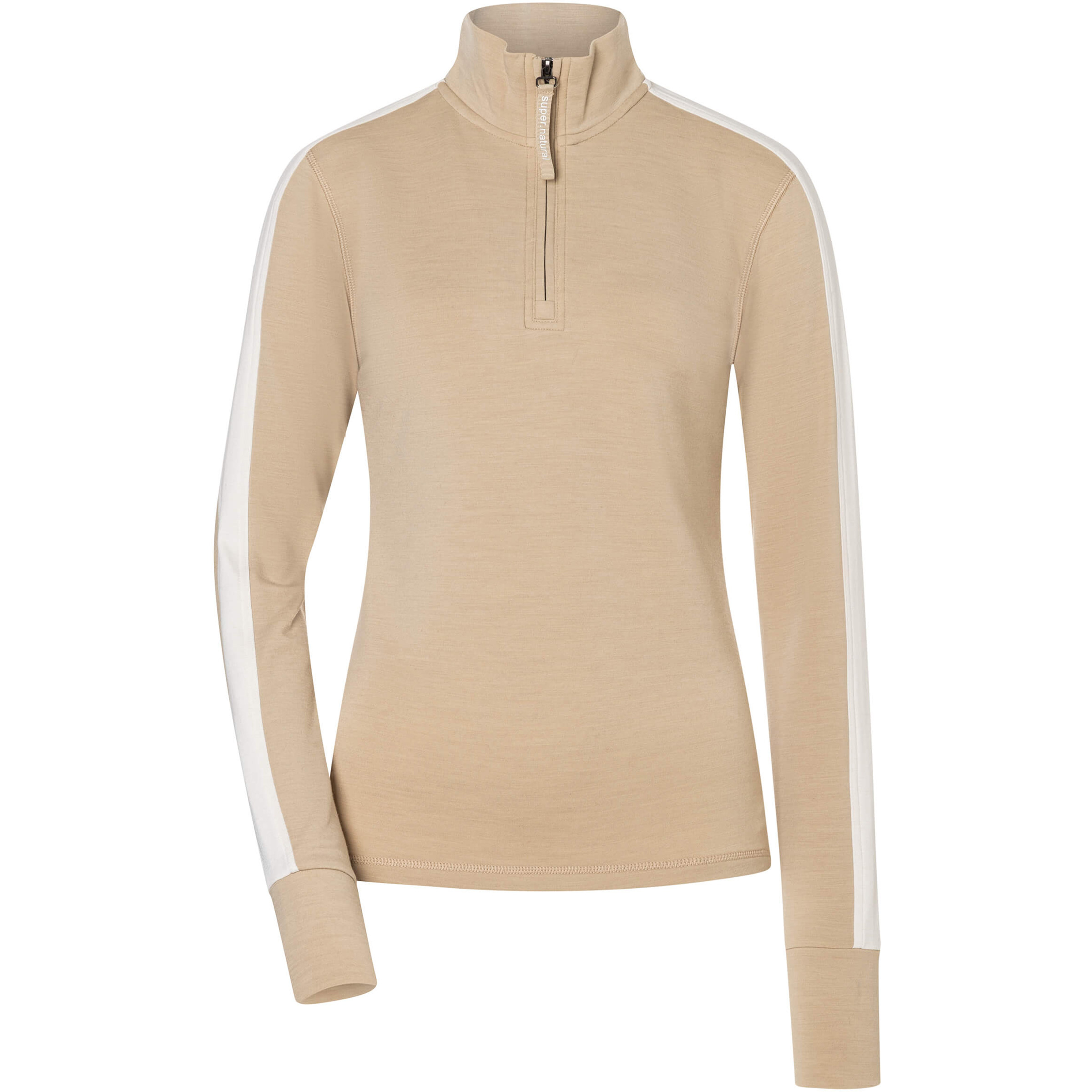 Super.Natural Colorado Zip Turtleneck Damen Pullover beige Größe XS Lifestyle Elastisch Merinowolle