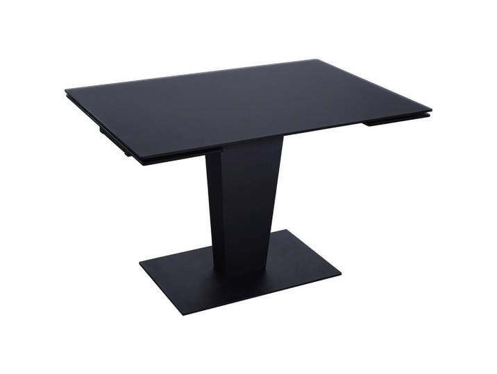 Novel Esstisch, Schwarz, Metall, Glas, rechteckig, Bodenplatte, 80x76x120-179 cm, ausziehbar, Esszimmer, Tische, Esstische, Glastische