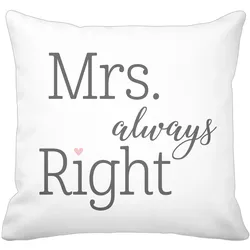 Krasilnikoff Kissenbezug  Mrs. Always Right, 50 x 50 cm, weiß