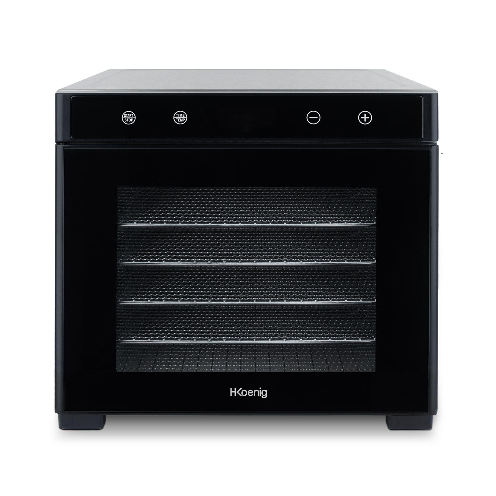 H.Koenig DSY900 Dörrgerät, Obst, Gemüse, Kräuter, 6 herausnehmbare Trocknerplatten, variable Thermostat von 35 ° bis 75 °C, Touchscreen, 650 W