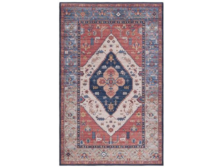 Tapis traditionnel en polyester orange/bleu, 183 x 274 cm