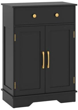 Costway Floor Storage Cabinet with Doors Modern Buffet Sideboard with Drawer and Adjustable Shelf-Black