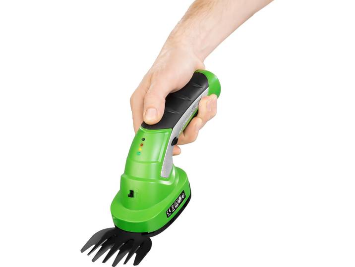 tectake® Akku Heckenschere 7,2 V mit 2 Aufsätzen inklusive Teleskopstange