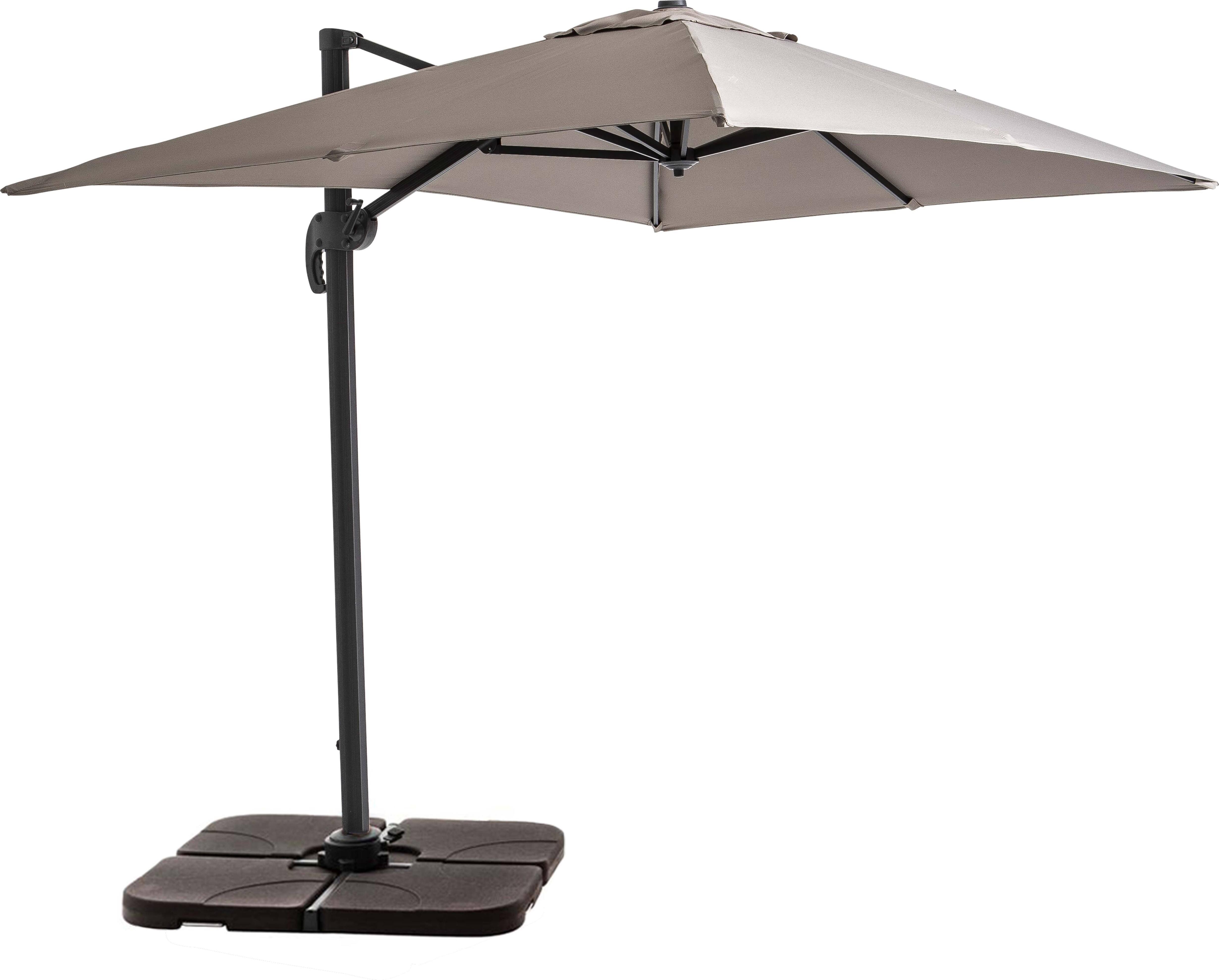 Sonnenschirm 2x3m Alu inkl. 4er-Set Standgewichte Taupe - Oviala Amalya