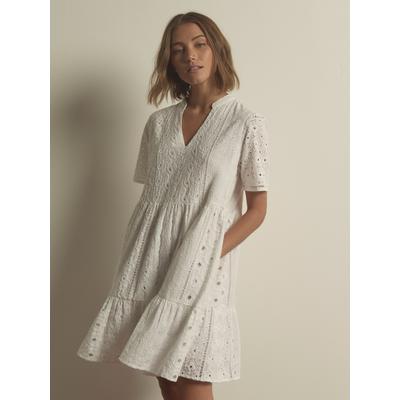 Minikleid APRICOT "Apricot Mehrlagiges Kleid mit Broderie-Muster", Damen, Gr. XS (34), N-Gr, weiß, Obermaterial: 100% Baumwolle CO., Kleider Minikleid