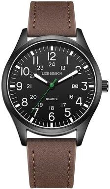 Perfect Picks Market Luxury Men Quartz Watch Waterproof, Luminous Military Sports Watch With Date, Nylon & Leather Band black Leather