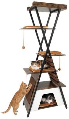 Costway 73 Inch Multi-level Cat Tree for Indoor Cats with Elevated Perch and Large Condo-Rustic Brown
