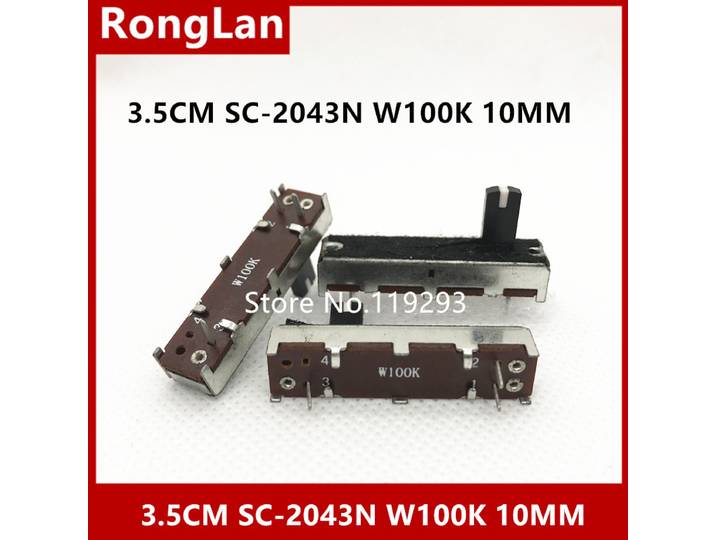 Potentiomètre fader égaliseur 35MM 231 3,5 cm SC-2043N fader W50K W100K blanc, point de fixation 10MM 20MM -- 50 pièces/lot
