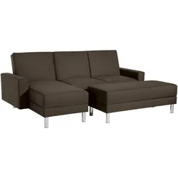 FUNKTIONSSOFA mit Hocker Katryna Flachgewebe braun