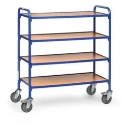 Fetra Etagenwagen, Tragl. 250kg, 4 Etage(n), Ladefl. LxB 940x470mm, Holzböden, RAL5007