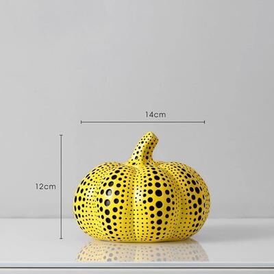 Uplift Essentials Yellow Wave Point Art Animal Figurines Funny Owl, Pumpkin & Bird Statues For Modern Home & Desktop Decor pumpkin c