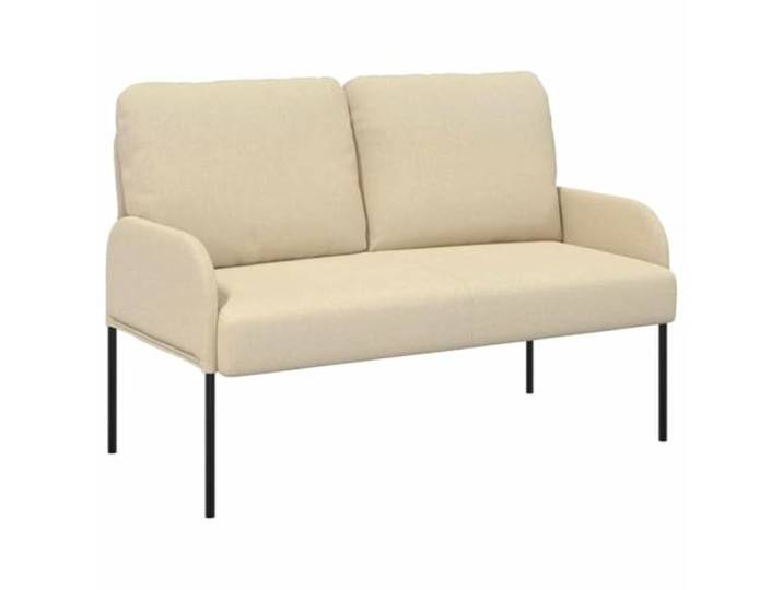 IBUQDDV Modern Sofa mit Kissen 110cm Creme Sperrholz Minimalistischer Look, Polyesterbezug, Metallunterstützung, Bullnose-Kissen, Schenkel-Armlehnen, Postbeine, Wohnzimmer
