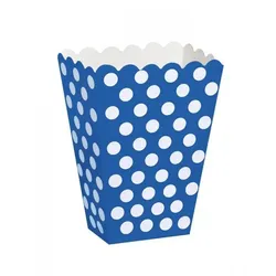 8x Popcorn Box blau mit weissen Punkten