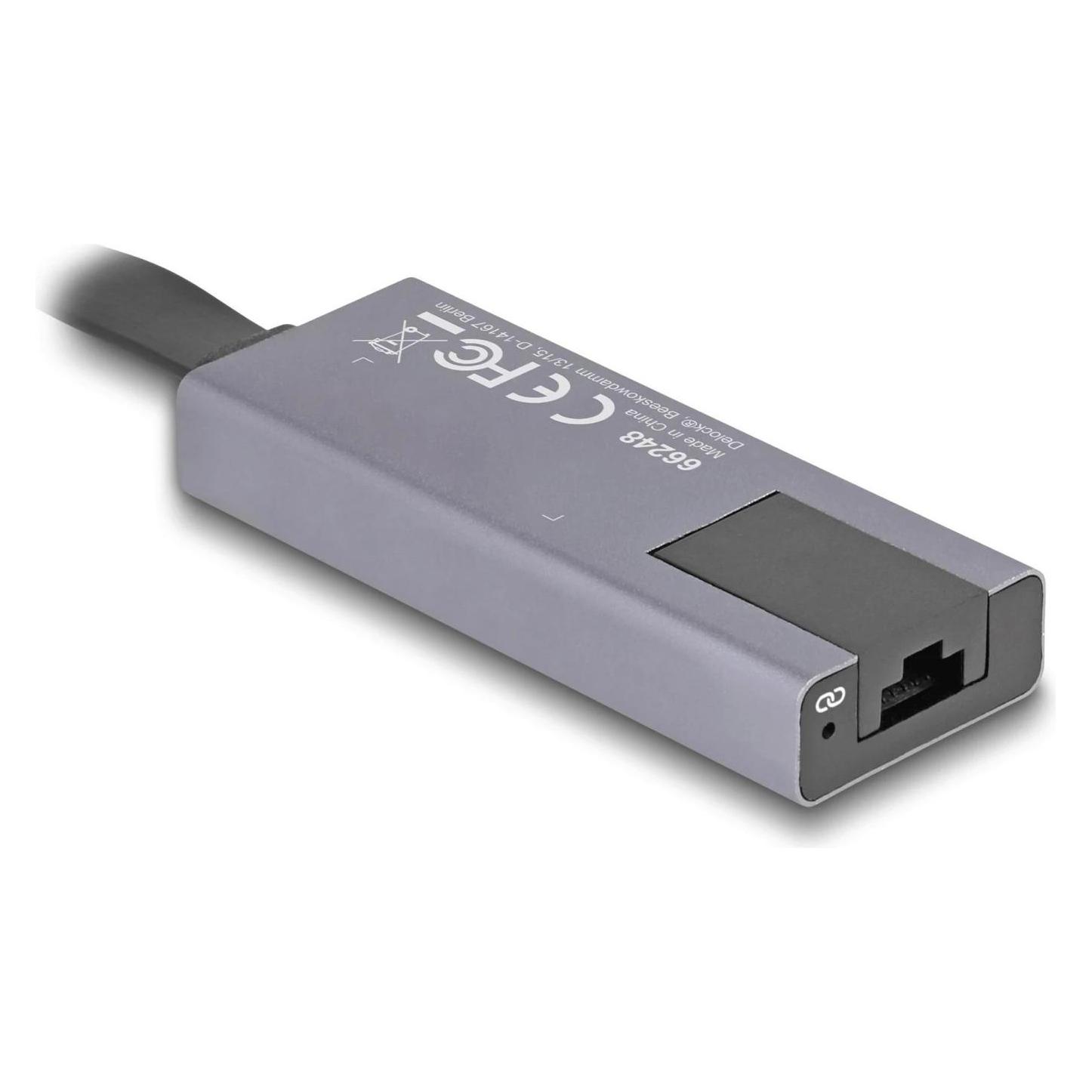 Delock USB Type-C Adapter zu 2,5 Gigabit LAN slim (USB-C, RJ45 2.5 Gigabit Ethernet (1x)) (66248)