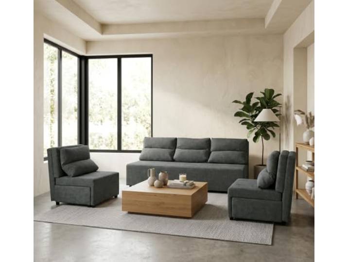 Family Meble Kimo Sitzgruppe, Sofa und 2 Sessel – Grau – 21