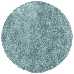 Carpetsale24 Shaggy Hochflor Teppich Blau 80 cm Rund Extra Weich & Waschbar - Jute Rückseite, Einfarbig & Flauschig für Wohnzimmer & Schlafzimmer