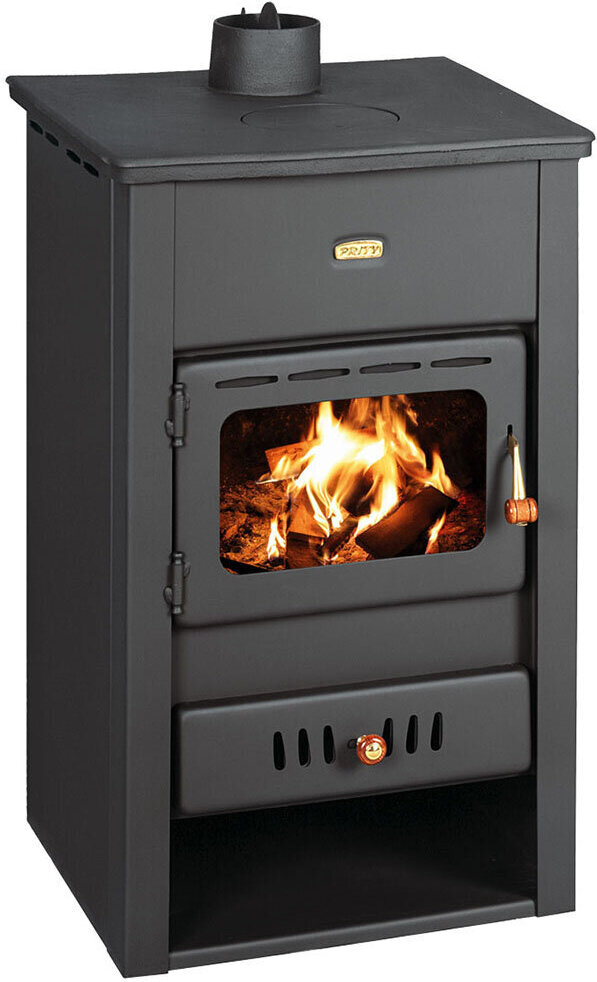 Holzofen, Multibrennstoff Kamin, Holzbrenner, Gusseisenplatte, 10 kW, Prity K2CP