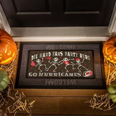 Evergreen "Carolina Hurricanes Flocked Coir Halloween Sassafras Switch Door Mat - 22"" x 10"""