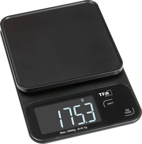 TFA Dostmann COOKIE Digitale Küchenwaage digital digital, mit Messschale Wägebereich (max.)=5000g Schwarz 130 x 195 x 29