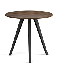 Couchtisch PRIMO ZEN, Durchmesser 80 cm, schwarzes Metallgestell, Nussbaum