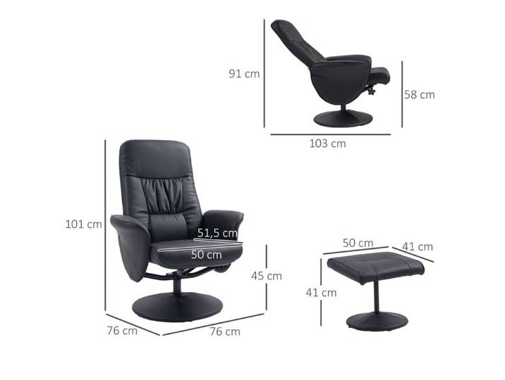 Fauteuil relax avec pouf fauteuil TV fauteuil TV avec fonction chaise longue fauteuil rembourré pivotant pour salon chambre à