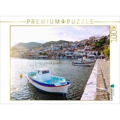 CALVENDO Puzzle Abendstimmung im Hafen von Pythagorion auf Samos | 1000 Teile Lege-Größe 64x48cm Foto-Puzzle für glückliche Stunden