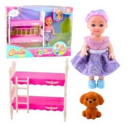 Lean Toys Lean Mini Dolly Dressed Crib Doppeldecker Hundeset (65614095)