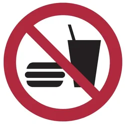 Verbotsschild, Essen und Trinken verboten P022 - ASR A1.3 (DIN EN ISO 7010) - 200x0.45 mm Aluminium geprägt