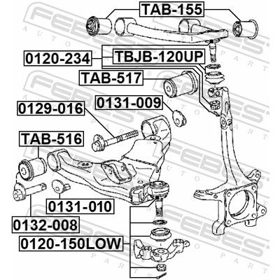 FEBEST Lagerung, Lenker TAB-517 Vorderachse unten für TOYOTA