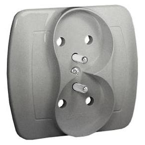 Kontakt Simon Simon Akord Doppelsteckdose mit Erdung 16A Aluminium (AGZ2 (WMAW-40210x-D012)