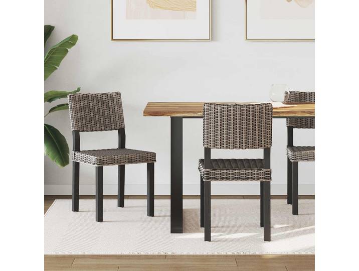 vidaXL Esszimmerstuhl GENDT 2 stk. Kubu Rattan Schwarz gewaschen
