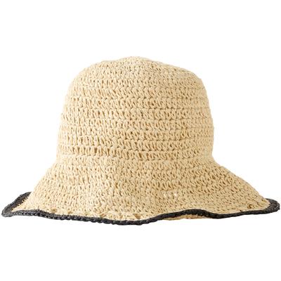 Fischerhut BONPRIX, Damen, natur, schwarz, Obermaterial: 100% Papier, Hüte, in Strohoptik, leichtes Obermaterial aus Papier