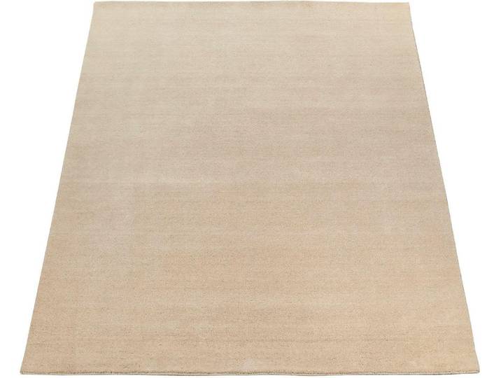 Wollteppich PACO HOME Atlas 100 , beige (creme), B:200cm H:14mm L:300cm, Wolle, Teppiche, Wollteppich, Gabbeh, Kurzflor, handgewebt, reine Wolle, Uni Farben
