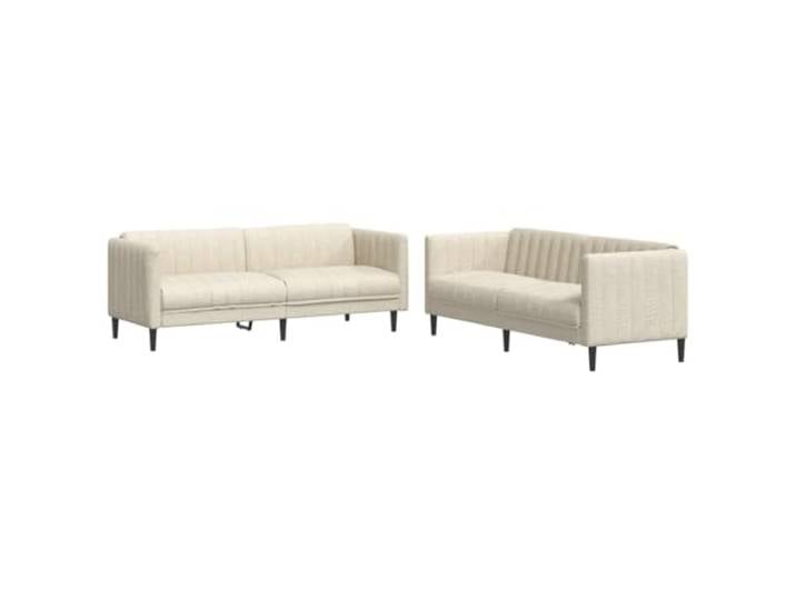 GHVBNMF 2-TLG. Sofagarnitur Couch Set 2- & 3-Sitzer Creme Gemütliches Polstermöbel Set mit bequemer Schaumstoff Polsterung für entspannte Stunden im Wohnzimmer.