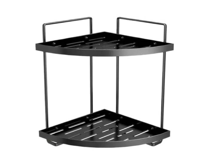 MBNFHIRBBX Schwarzes Eckregal Wandmontierter Badezimmer-Theken-Organizer