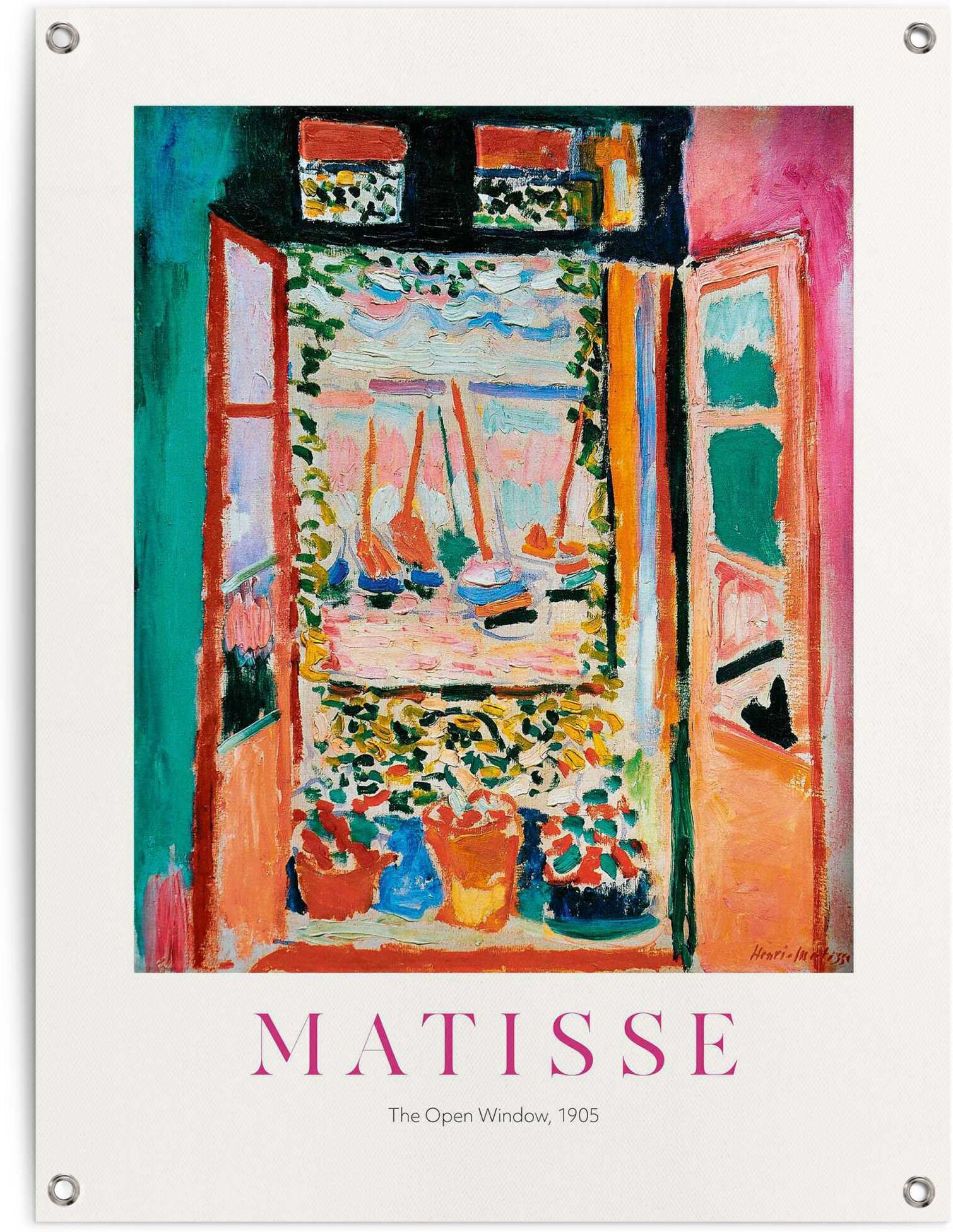 Reinders! Poster REINDERS "Henri Matisse Window", bunt (farbe bild(er): bunt), B:60cm H:80cm T:0,1cm, Leinwand, Bilder, Poster, Outdoor für Garten oder Balkon farbe bild(er): bunt B/H/T: 60cm x 80cm x 0,1cm